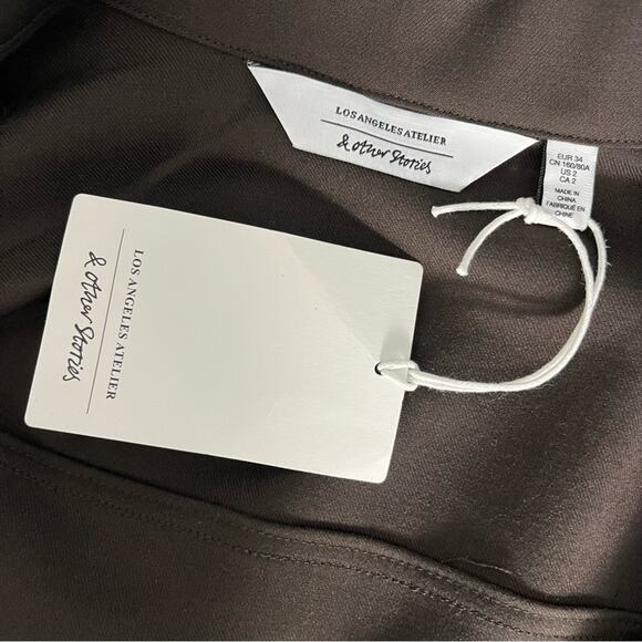 NWT & Other Stories Tailored Long Sleeve Jumpsuit Dark Brown Women’s Size 2 - Picture 10 of 14